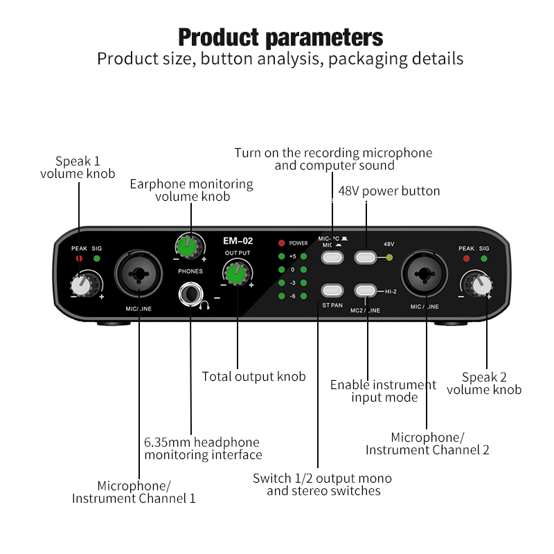 Shure Mic Sm58 - واجهة الصوت مع ميكروفون 48 فولت