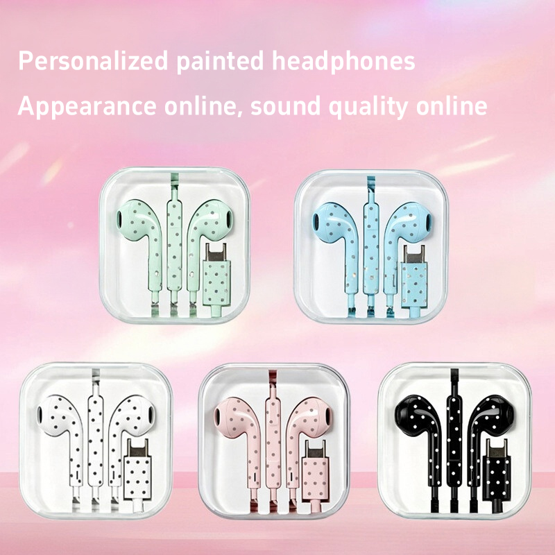 سماعات أذن لطيفة بنقاط البولكا - مراجعة Usb C Earphone وسعره