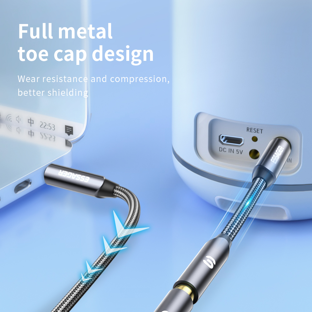 ESSAGER-مقبس كابل تمديد سماعة  - مراجعة Earphone Splitter Jack وسعره